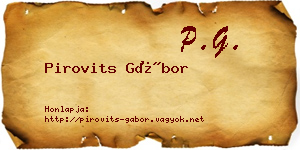 Pirovits Gábor névjegykártya